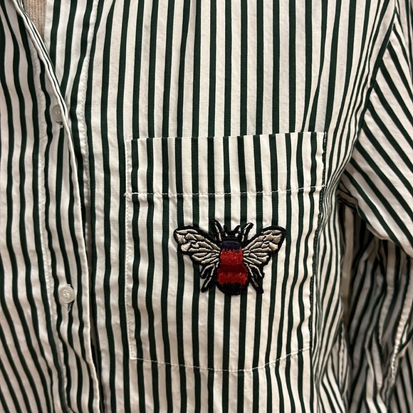 VGUC Maje cotton long sleeve button front shirt with embroidered bee on pocket - Picture 4 of 12